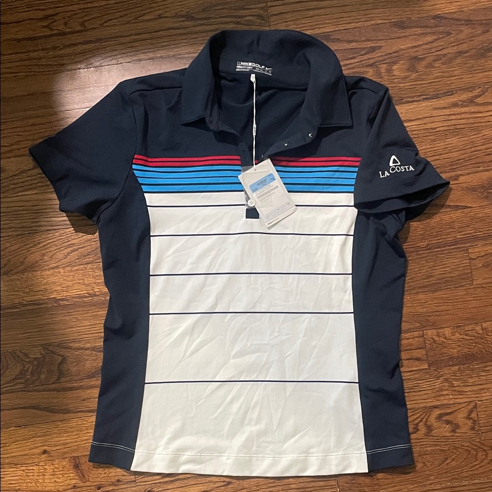 Nike Navy, White & Blue Striped Polo